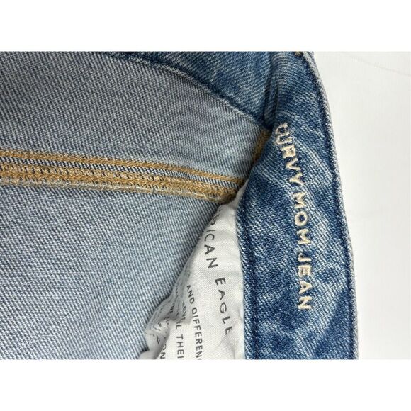 American Eagle Curvy Mom Jean Distressed Stretch Light Wash High Rise Women 6 - Picture 2 of 5